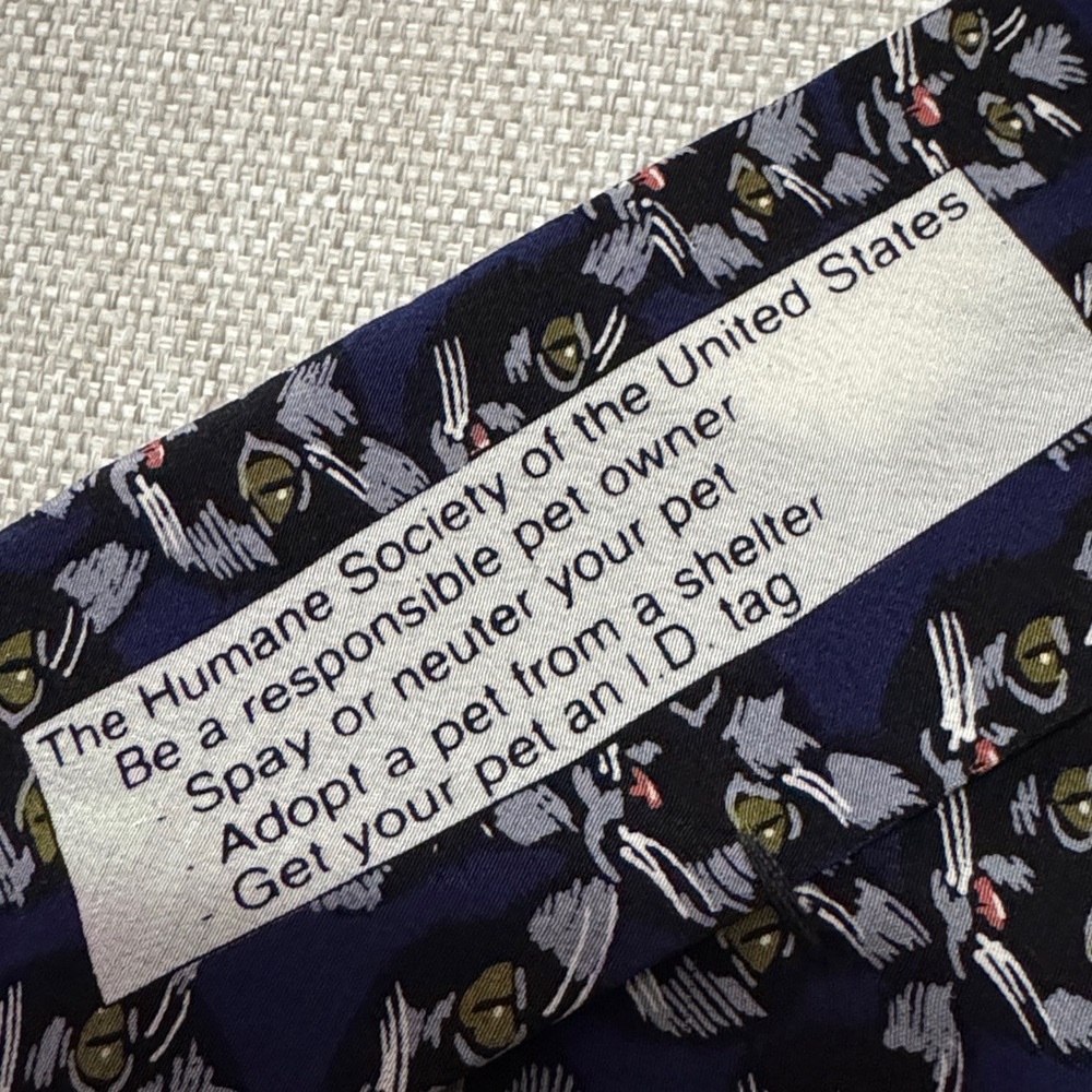 NWT Steven Krauss Men’s Wear-Silk Cat Print Tie-Blue - Picture 8 of 10